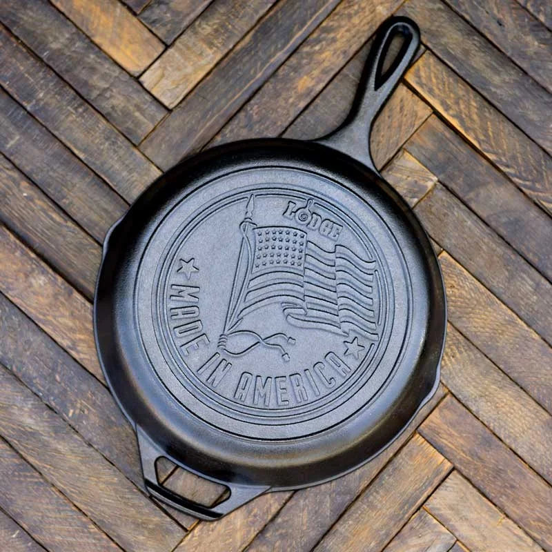 10.25 Inch Seasoned Cast Iron American Flag Skillet