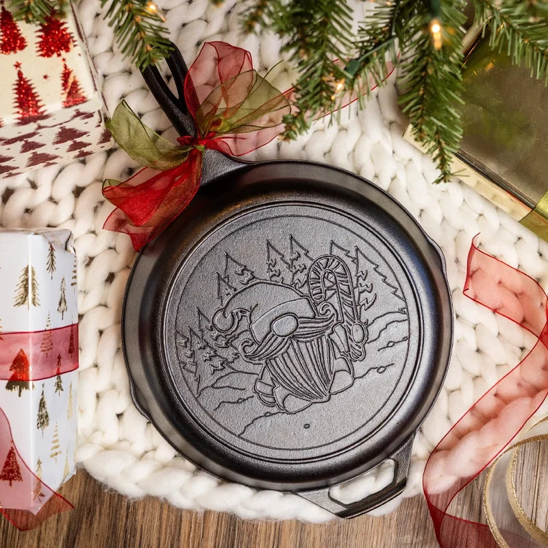 Lodge 10.25 Inch Seasoned Cast Iron Holiday Gnome Skillet 